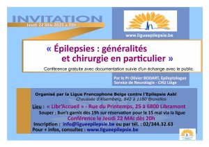 CONFERENCE "Epilepsies : généralités et (…)